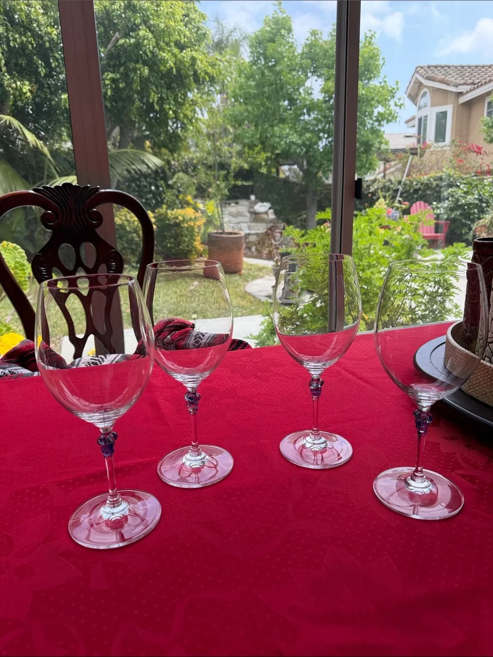 Set of 4 Mikasa Chablis Purple Grape Stem Wine Glasses